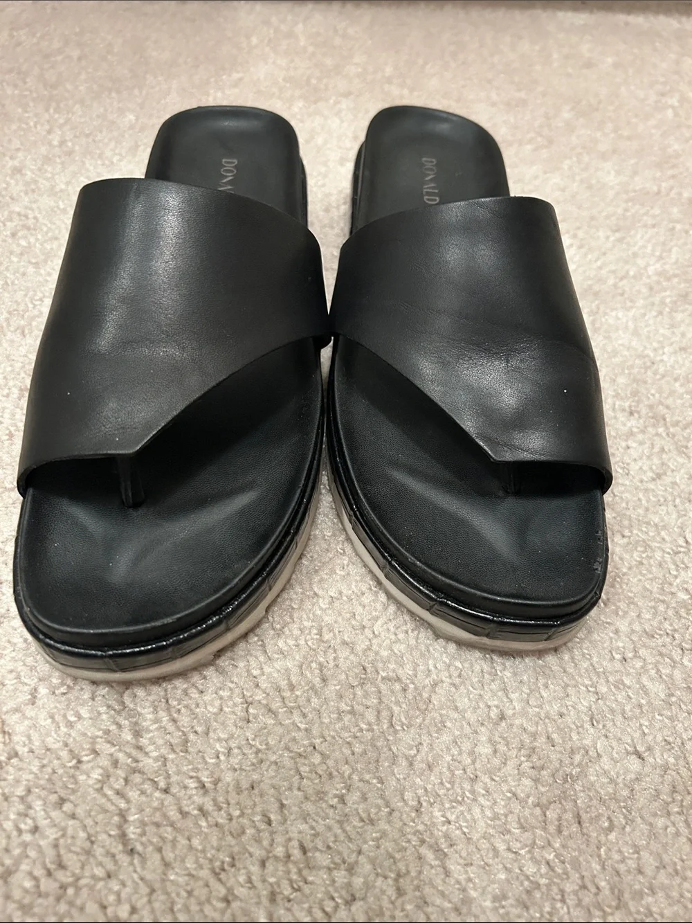 Donald Pliner Black Leather Fifi Wedge Sandals